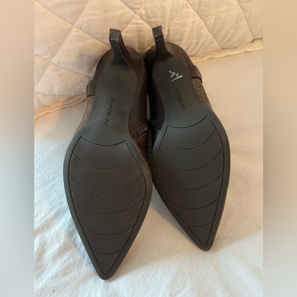 Bandolino Leather Heeled Bootie Brown Animal Skin Pattern Gold Hardware Sz 8.5M - Picture 9 of 11